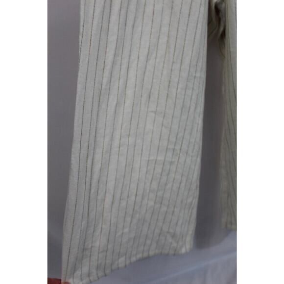 SOTELA Sz 3 L Large Flor Stripe Linen Jumpsuit Crop Wide Leg Belt - Picture 6 of 10